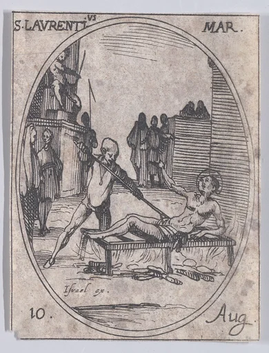 S. Laurent, martyr (St. Lawrence, Martyr), August 10th, from "Les Images De Tous Les Saincts et Saintes de L'Année" (Images of All of the Saints and Religious Events of the Year)