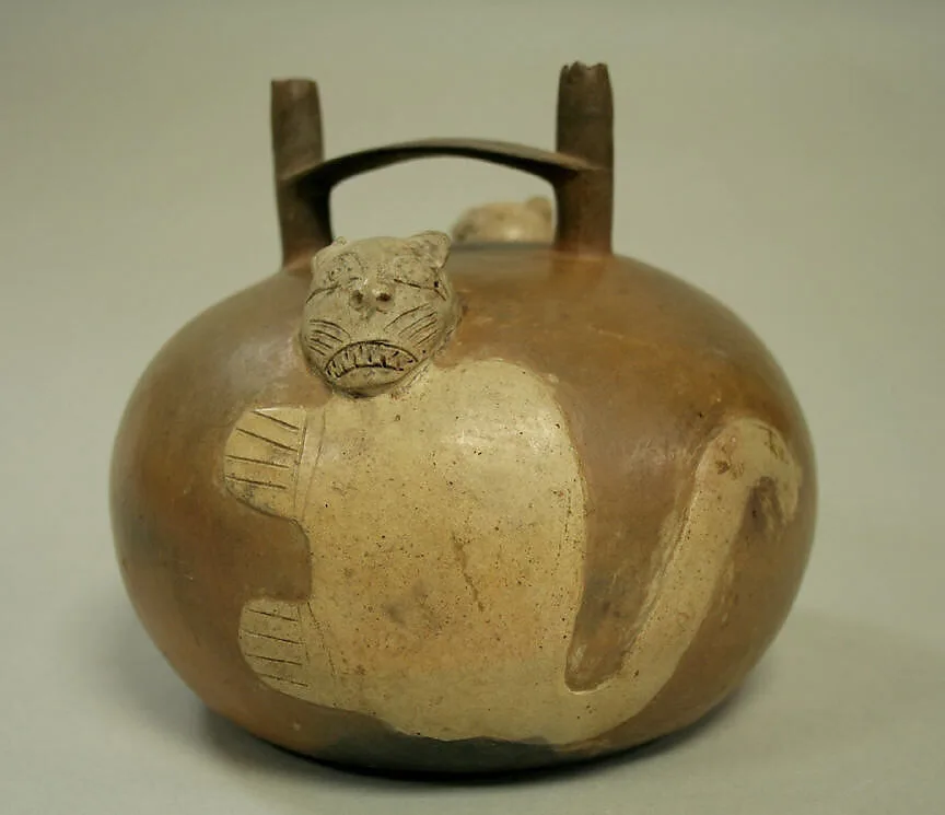 Double Spout Bottle, Felines — Unknown