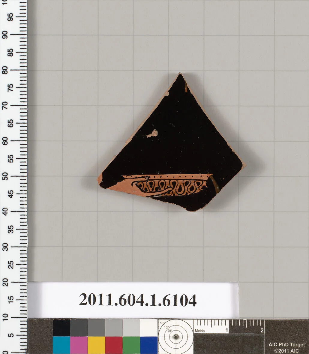 Terracotta fragment of a kylix (drinking cup) — Apollodoros