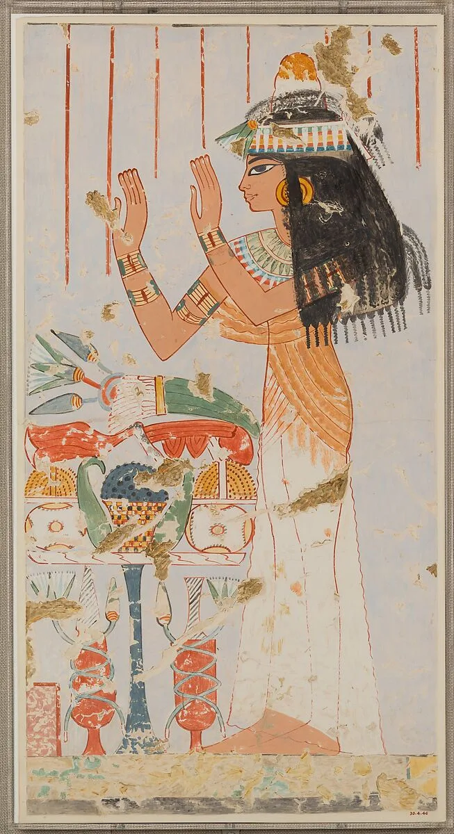 Menna's Daughter Offering to her Parents, Tomb of Menna — Nina de Garis Davies