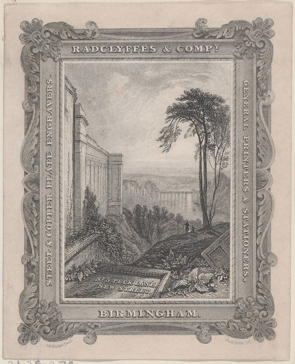 Trade Card for Radclyffe & Co., Steel & Copper Plate Engravers — Anonymous, British, 19th century