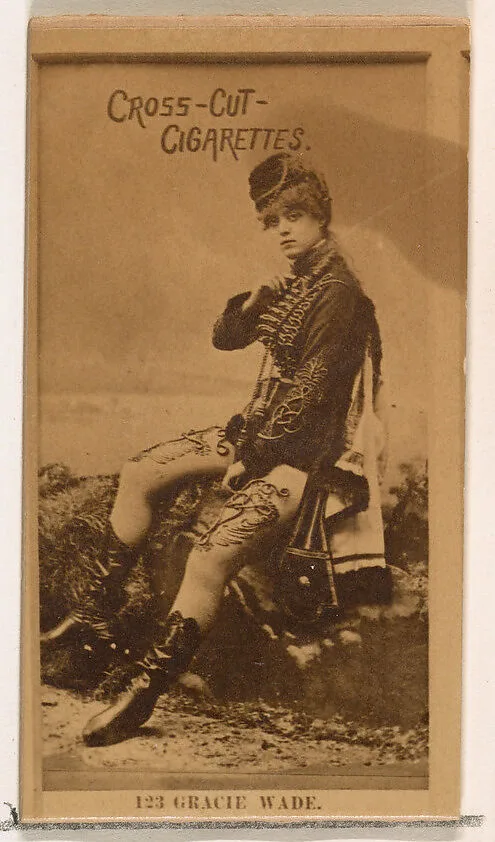 Card Number 123, Gracie Wade, from the Actors and Actresses series (N145-2) issued by Duke Sons & Co. to promote Cross Cut Cigarettes — W. Duke, Sons & Co.