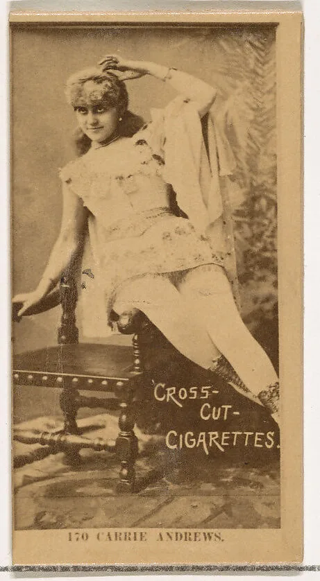 Card Number 170, Carrie Andrews, from the Actors and Actresses series (N145-2) issued by Duke Sons & Co. to promote Cross Cut Cigarettes — W. Duke, Sons & Co.