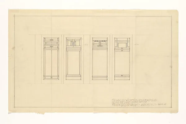 Elevations of Four Windows, Little House, Wayzata, MN — Frank Lloyd Wright