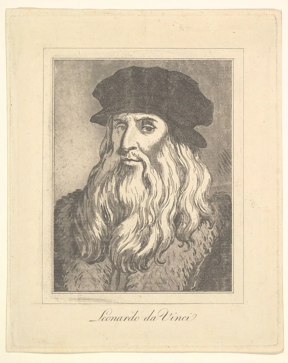 Portrait of Leonardo da Vinci (from Characaturas by Leonardo da Vinci, from Drawings by Wincelslaus Hollar, out of the Portland Museum) — Leonardo da Vinci