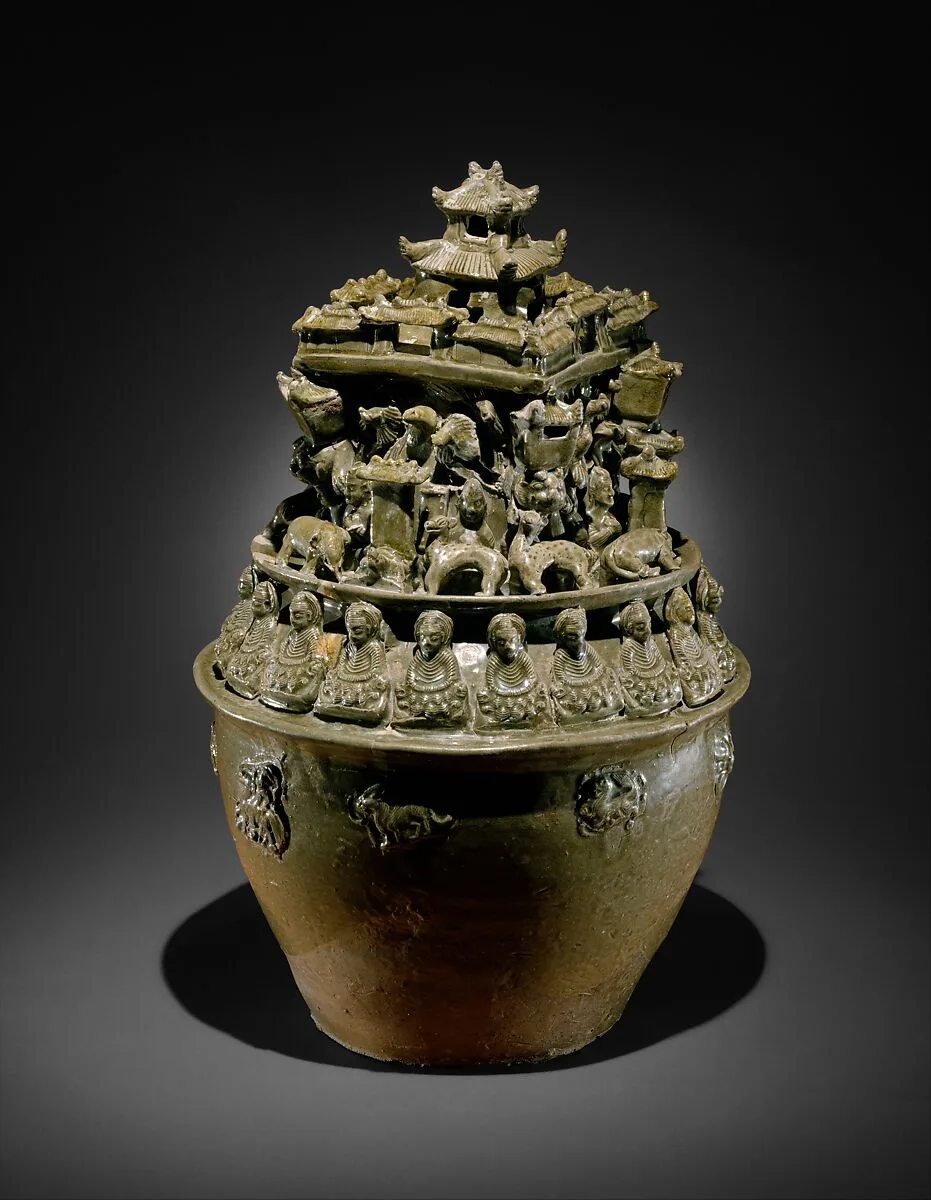西晉 越窯神人樓閣紋青瓷瓶(魂瓶)|Funerary Urn (Hunping) — Unknown
