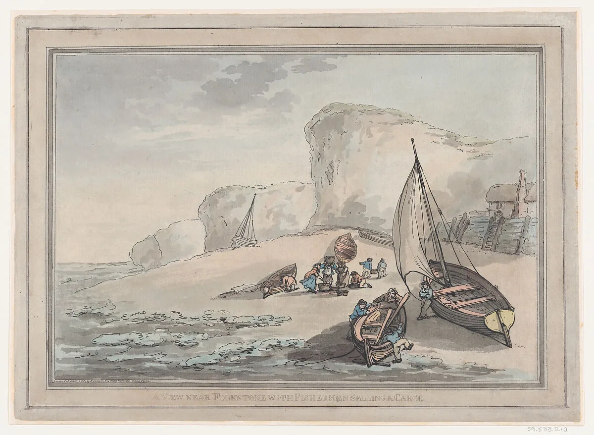 A View near Folkstone with Fishermen Selling a Cargo — Elizabeth Jackson|Thomas Rowlandson