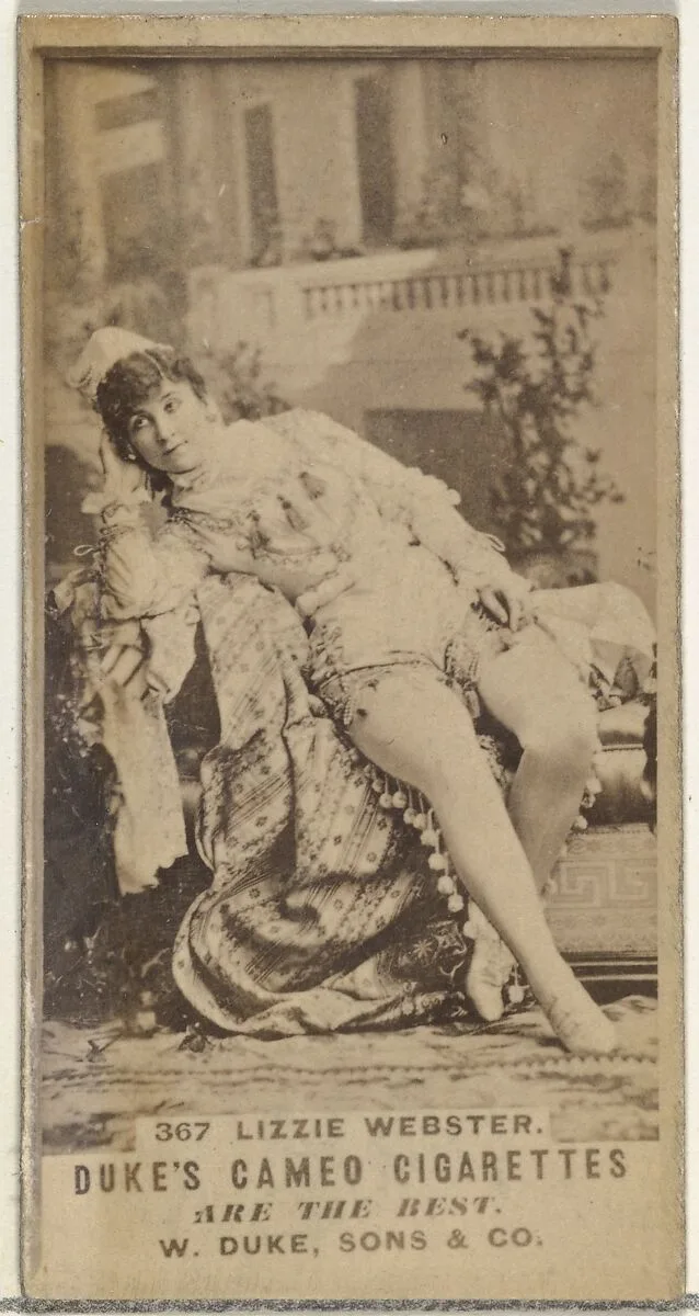Card Number 367, Lizzie Webster, from the Actors and Actresses series (N145-5) issued by Duke Sons & Co. to promote Cameo Cigarettes — W. Duke, Sons & Co.