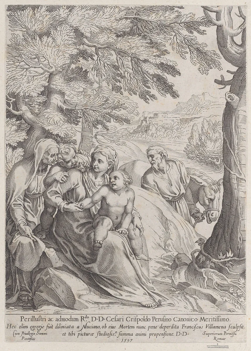The rest on the flight into Egypt — Girolamo Muziano|Francesco Villamena