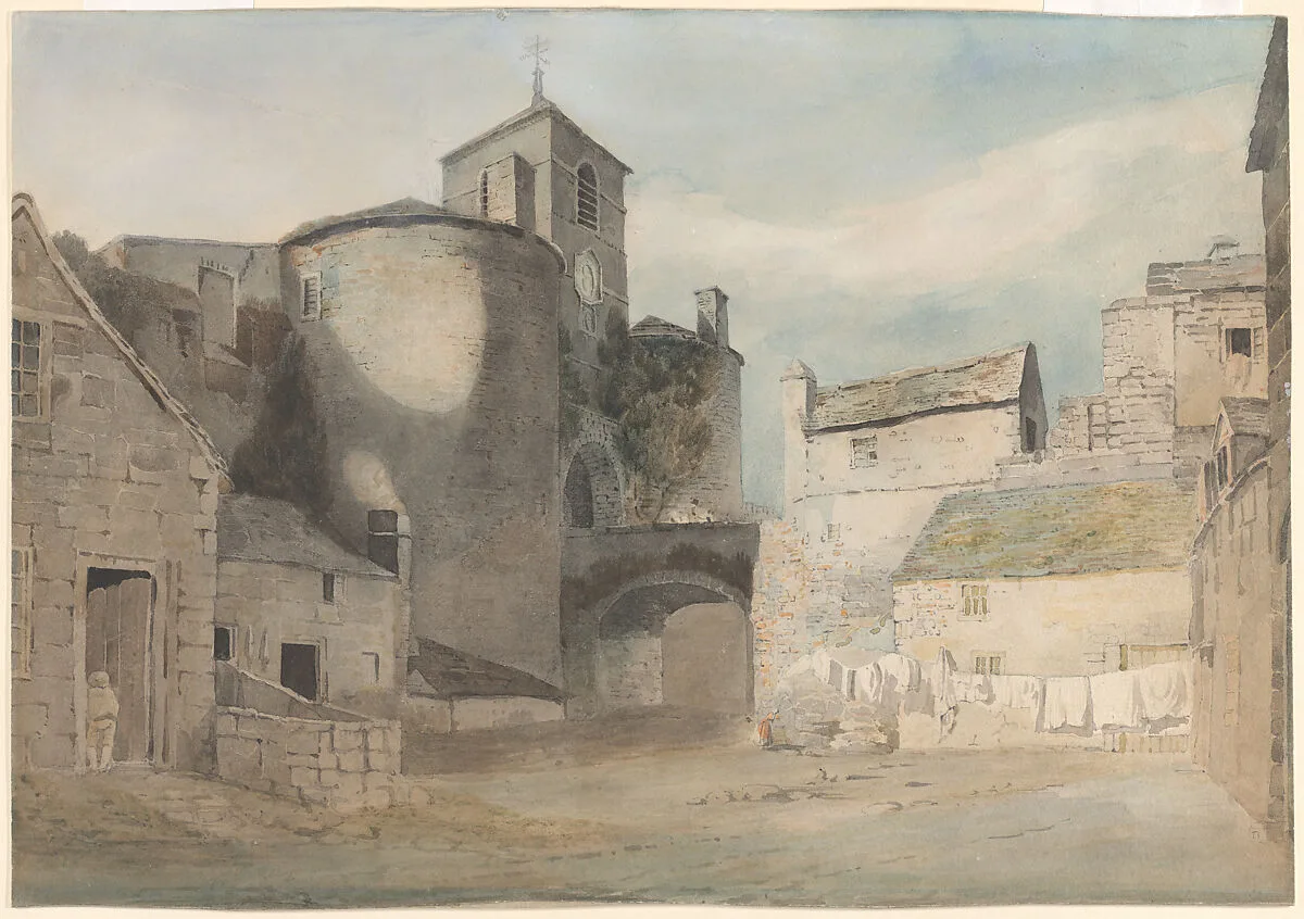 Fortified Entrance to a Welsh Town (East Gate of Caernarvon) — John Varley