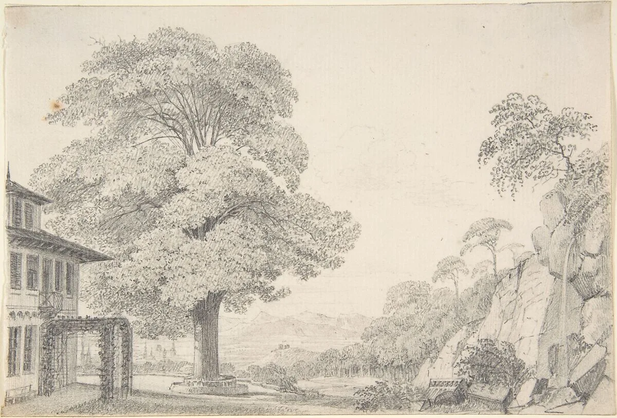 Landscape with a Tree in front of a Villa — Eduard Gaertner
