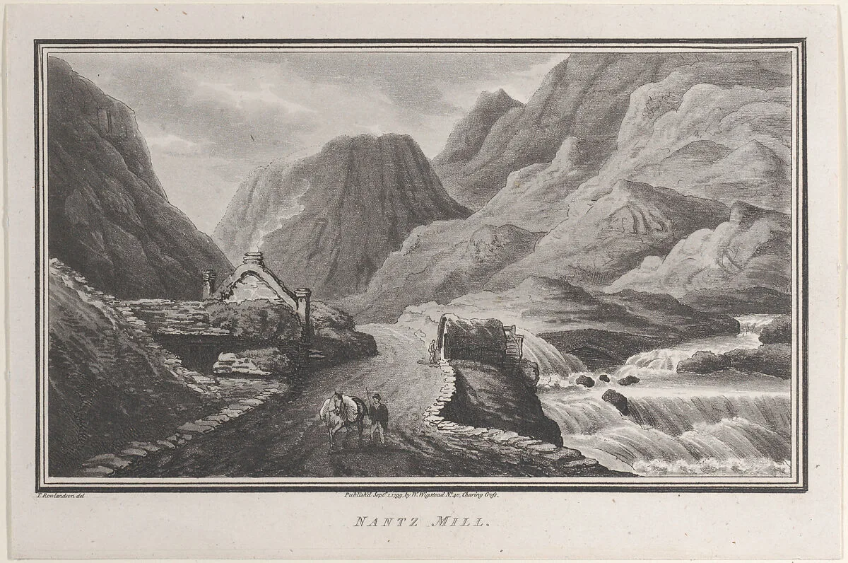 Nantz Mill, from "Remarks on a Tour to North and South Wales, in the year 1797" — Henry Wigstead|John Hill|Thomas Rowlandson|W. Wigstead