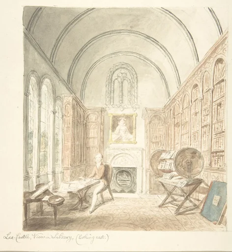 Lea Castle, View in the Library, Looking East