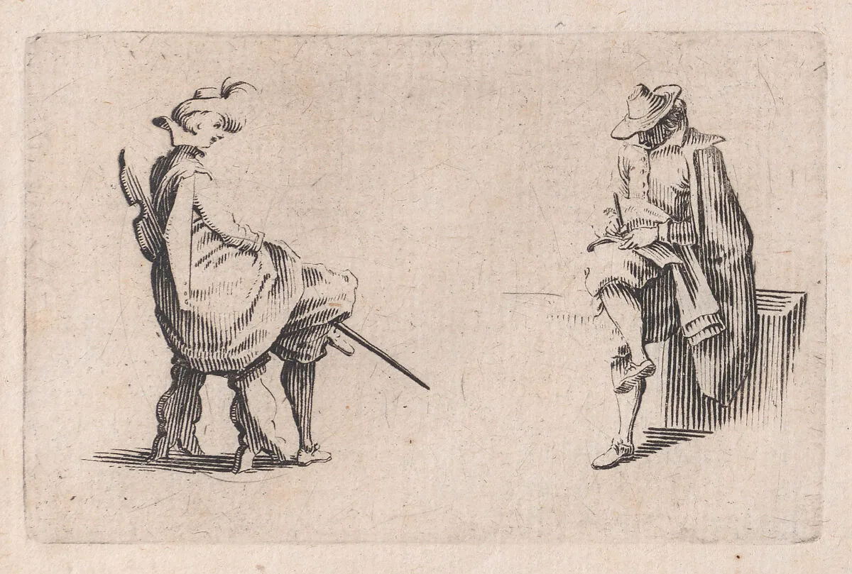 Deux Personnages Assis (Two Seated People), from Les Caprices Series B, The Nancy Set — Jacques Callot|Lorenzo de' Medici