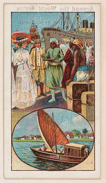 Arrival in Karatchi, Bandar Boat, bakery card from the Around the World Series (D92), issued by White Star Bakery — White Star Bakery