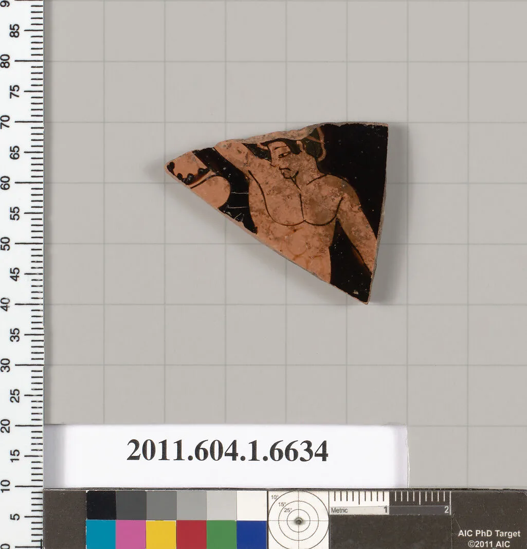 Terracotta fragment of a kylix (drinking cup) — Brygos Painter