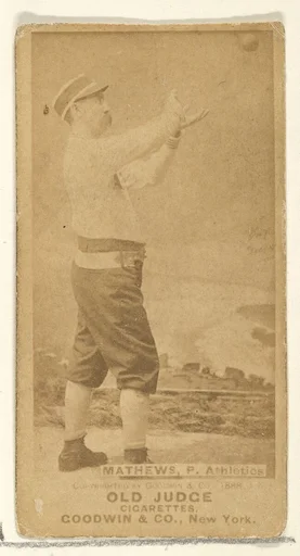 Mathews, Pitcher, Philadelphia Athletics, from the Old Judge series (N172) for Old Judge Cigarettes