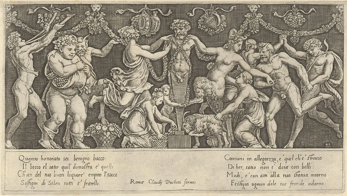 Speculum Romanae Magnificentiae: Sacrifice to Priapus — Antonio Lafreri|Master of the Die|Raphael (Raffaello Sanzio or Santi)|Giulio Romano|Claudio Duchetti