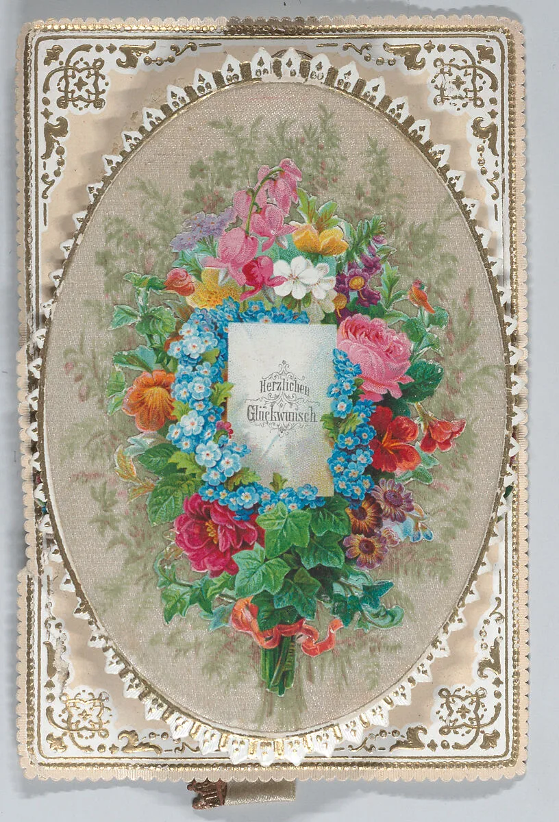 Valentine - Mechanical, pull tab bouquet — Anonymous, German, 19th century