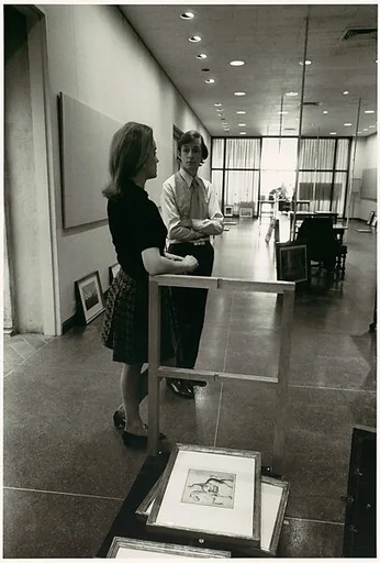 [John McKendry in Print Gallery at Metropolitan Museum of Art]