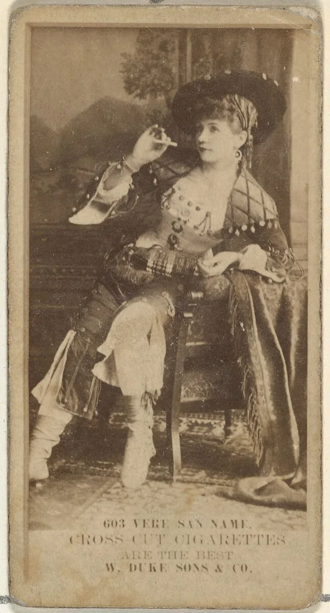 Card Number 603, Vere San Name, from the Actors and Actresses series (N145-3) issued by Duke Sons & Co. to promote Cross Cut Cigarettes — W. Duke, Sons & Co.