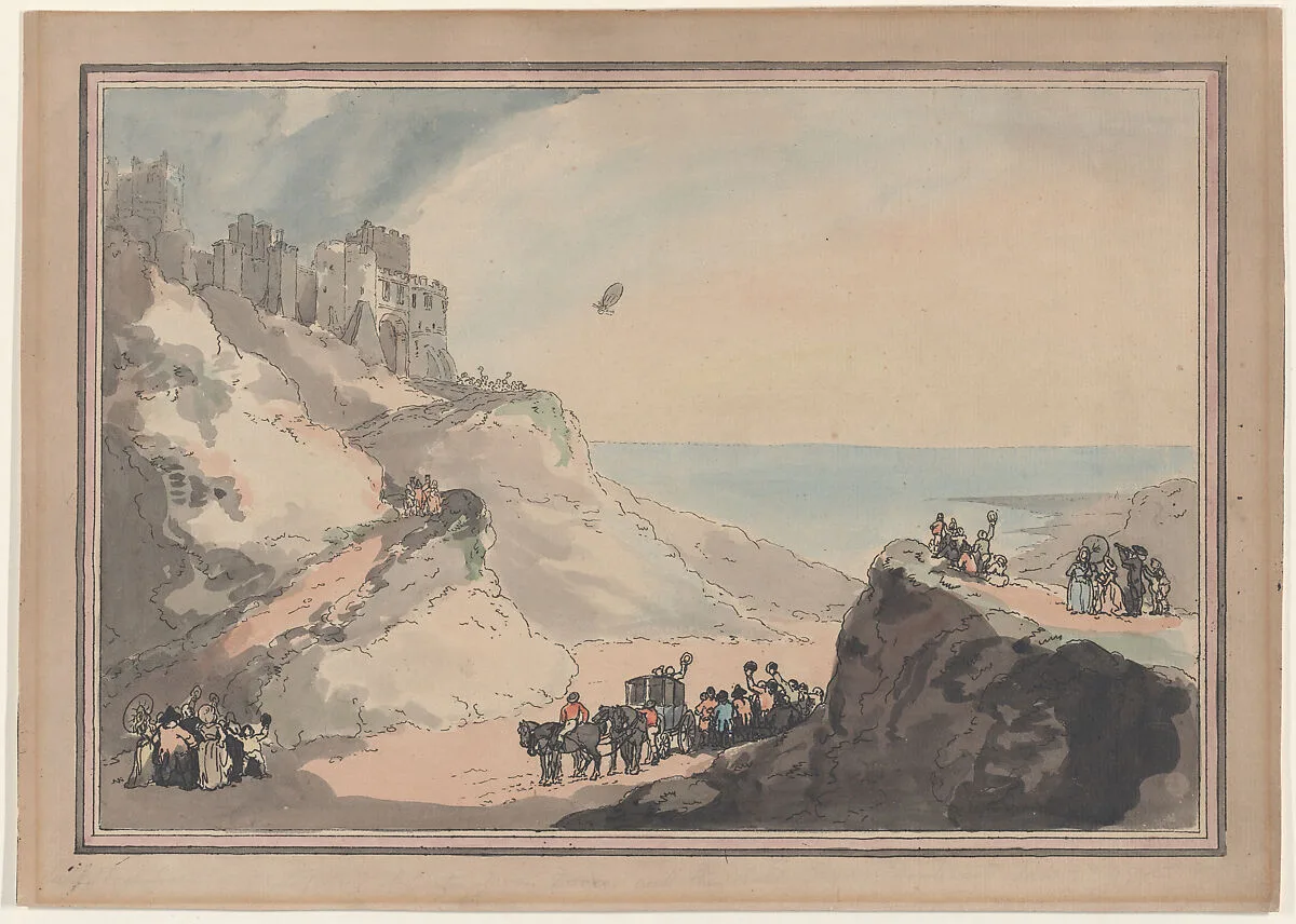 Departure of Blanchard and Jeffries' Balloon from Dover, January 7, 1785 — S. W. Fores|Jean-Pierre Blanchard|John Jeffries|Thomas Rowlandson