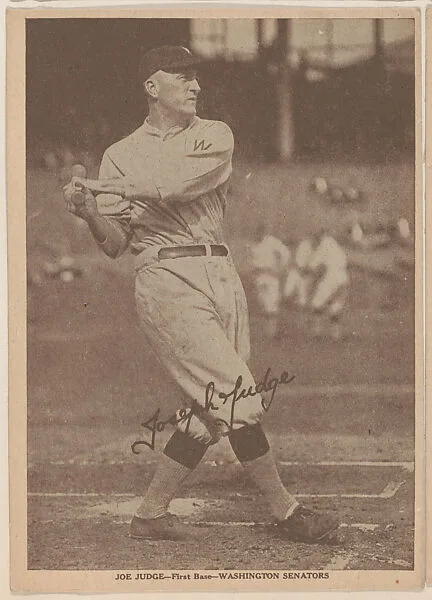 Joe Judge, First Base, Washington Senators, Baseball trade card (W554) — Unknown
