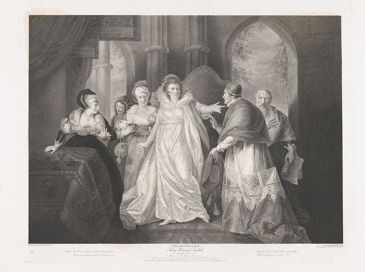Queen Catherine, Cardinal Wolsey and Cardinal Campeius (Shakespeare, King Henry VIII, Act 3, Scene 1) — Shearjashub Spooner|Robert Thew|John & Josiah Boydell|Matthew William Peters|William Shakespeare