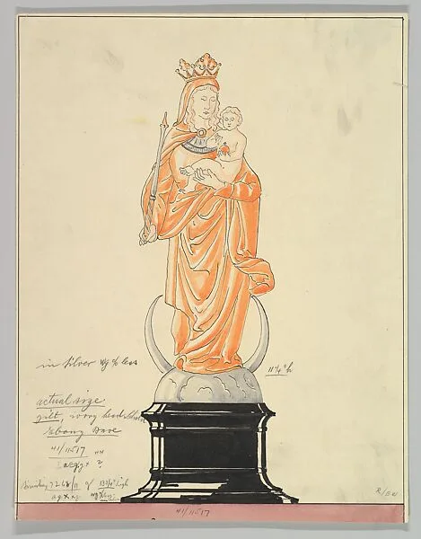 Design for a Statue of the Virgin and Child on a Crescent Moon — Anonymous, Czech, early 20th century