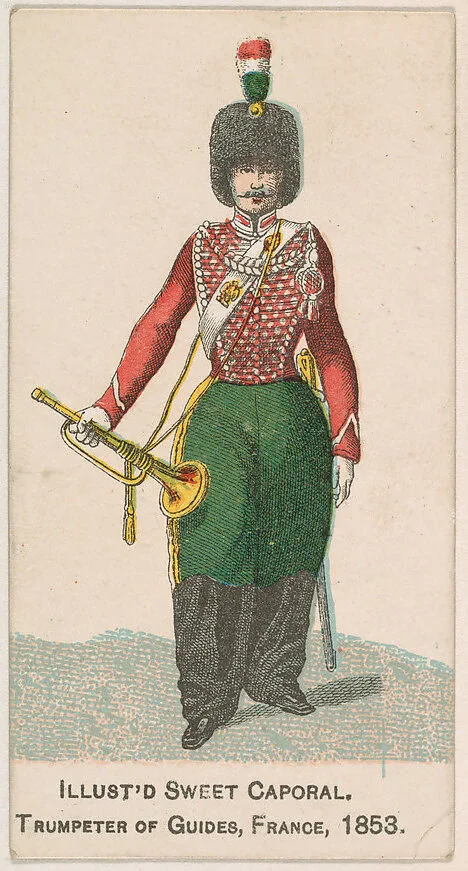 Trumpeter of Guides, France, 1853, from the Military Series (N224) issued by Kinney Tobacco Company to promote Sweet Caporal Cigarettes — Kinney Brothers Tobacco Company