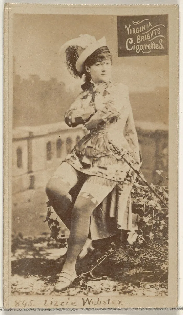 Card 845, Lizzie Webster, from the Actors and Actresses series (N45, Type 2) for Virginia Brights Cigarettes — Allen & Ginter
