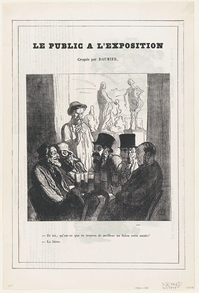 And you, what do you like best at this year's Salon? The beer!, from 'The public at the exhibition,' published in Le Petit Journal pour Rire, June 18, 1864 — Honoré Daumier