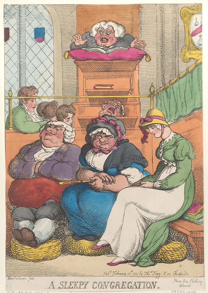 A Sleepy Congregation — Thomas Tegg|Thomas Rowlandson