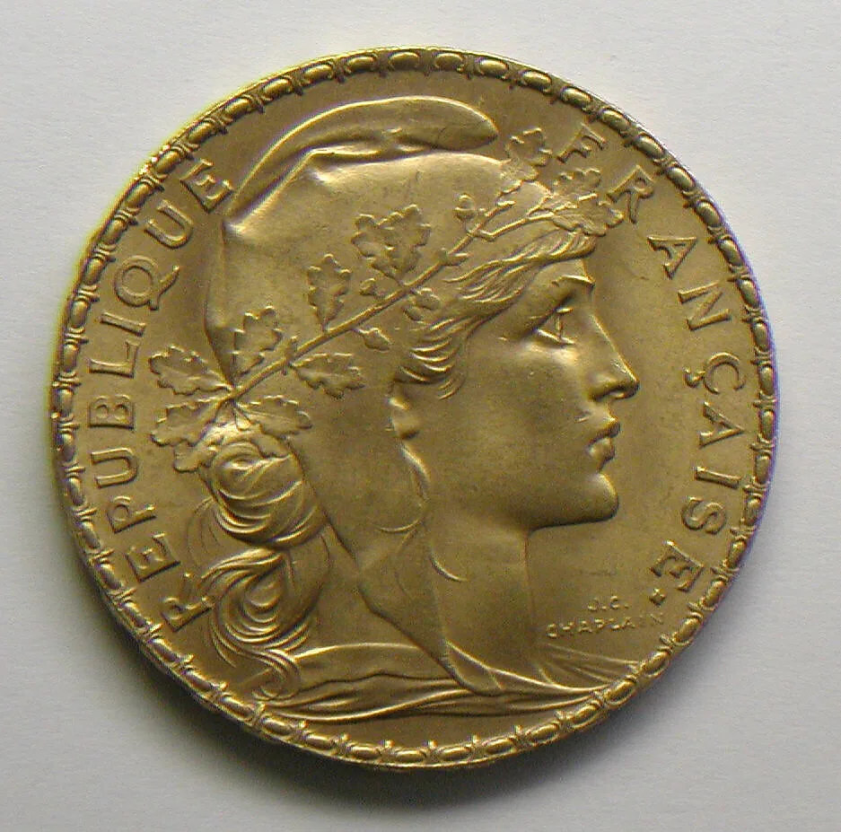 20-franc piece of the French Republic, 1907 — Jules-Clément Chaplain