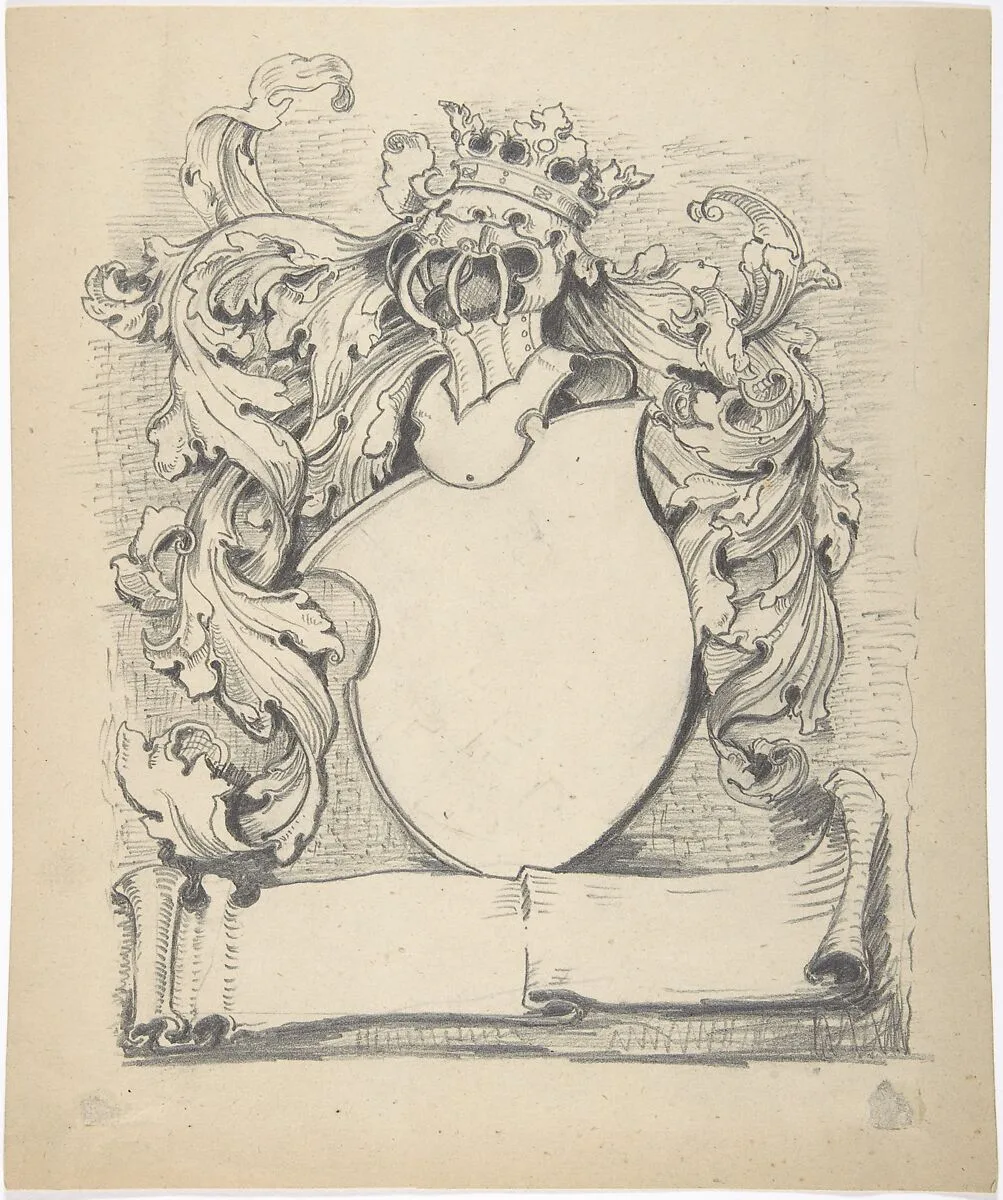 Design for an Armorial Escutcheon — Anonymous, British, 19th century