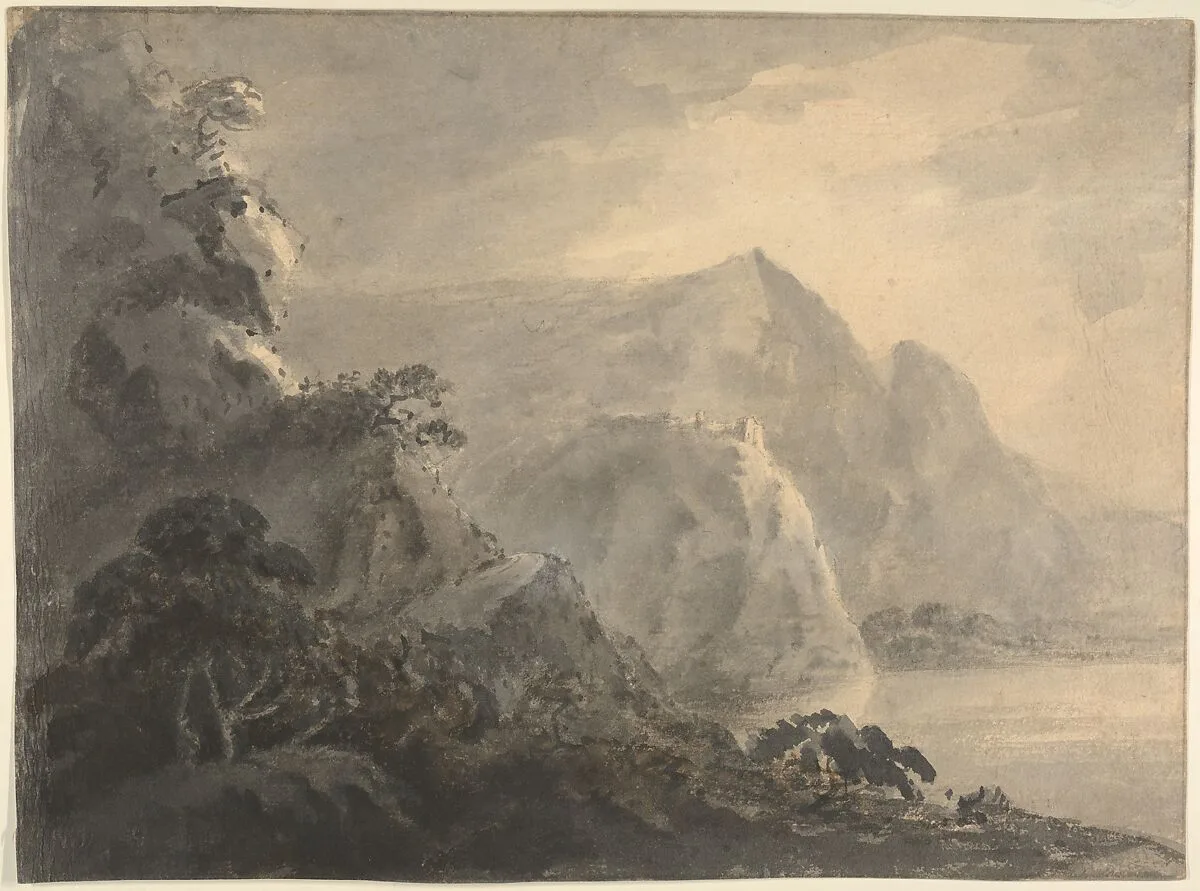 Landscape with Hill, Lake and Figures — William Gilpin