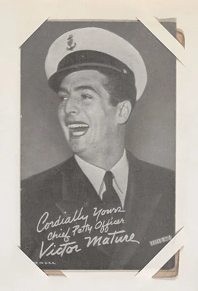 Victor Mature from Movie Stars Exhibit Cards series (W401) — Unknown