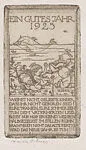 New Year's Wishes for 1925, with an ocean scene, a whale and figures underwater including Jonah — Marcus Behmer