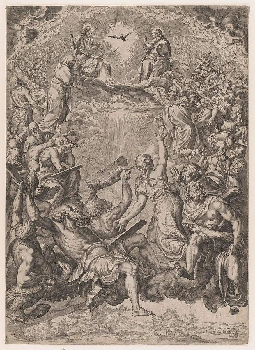 The Adoration of the Trinity — Cornelis Cort|Titian (Tiziano Vecellio)