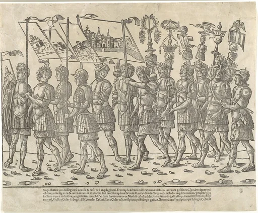 Figures carrying standards and trophies: from 'The Triumph of Caesar'