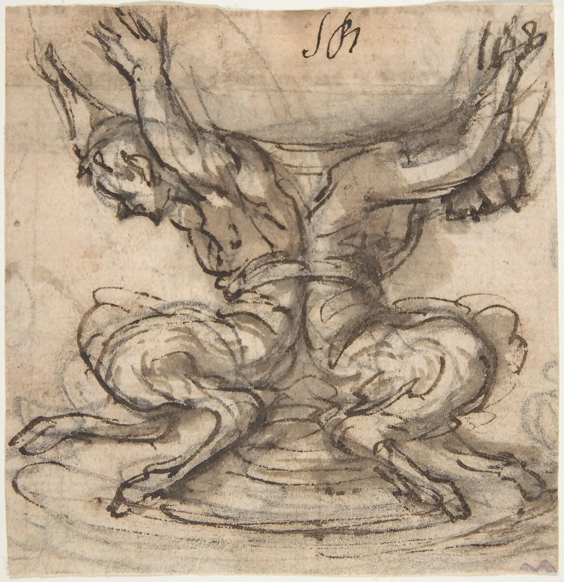 Design for the Base of a Vessel with Two Satyrs. — Giovanni Battista Foggini