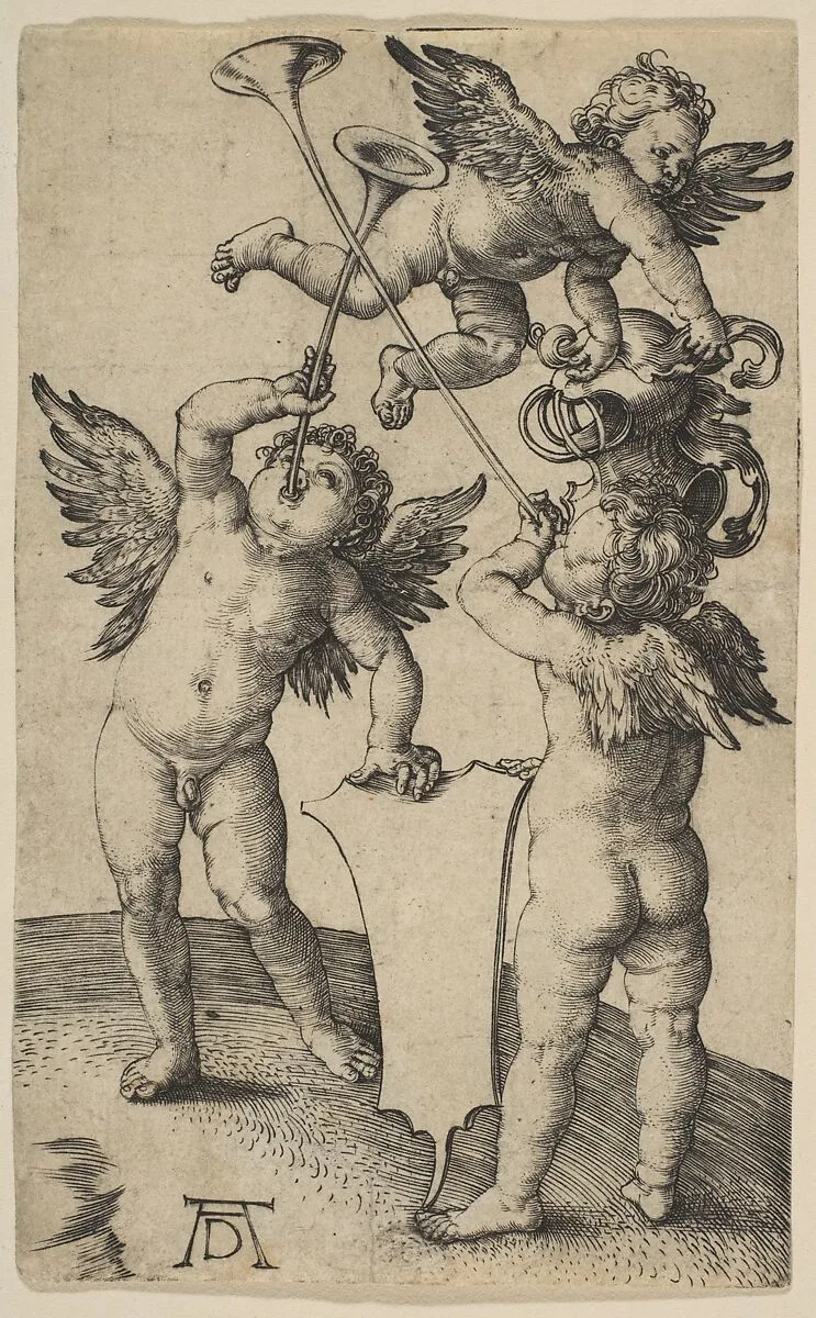 Three Putti with Trumpets — Albrecht Dürer