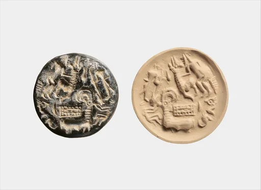 Stamp seal: hunters and goats, rectangular pen (?)