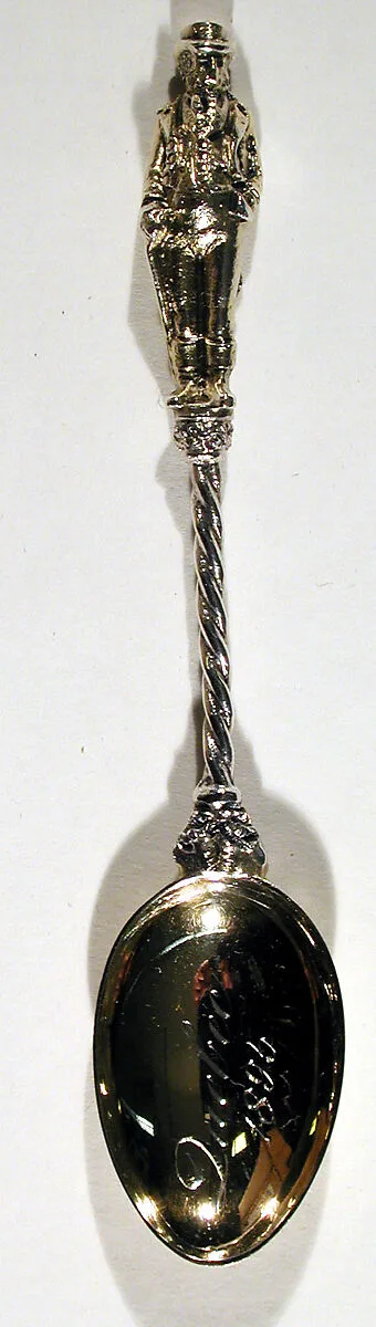Souvenir spoon with finial in form of John Bull — Saunders & Shepherd