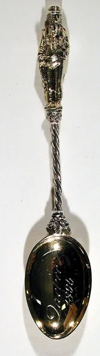 Souvenir spoon with finial in form of John Bull