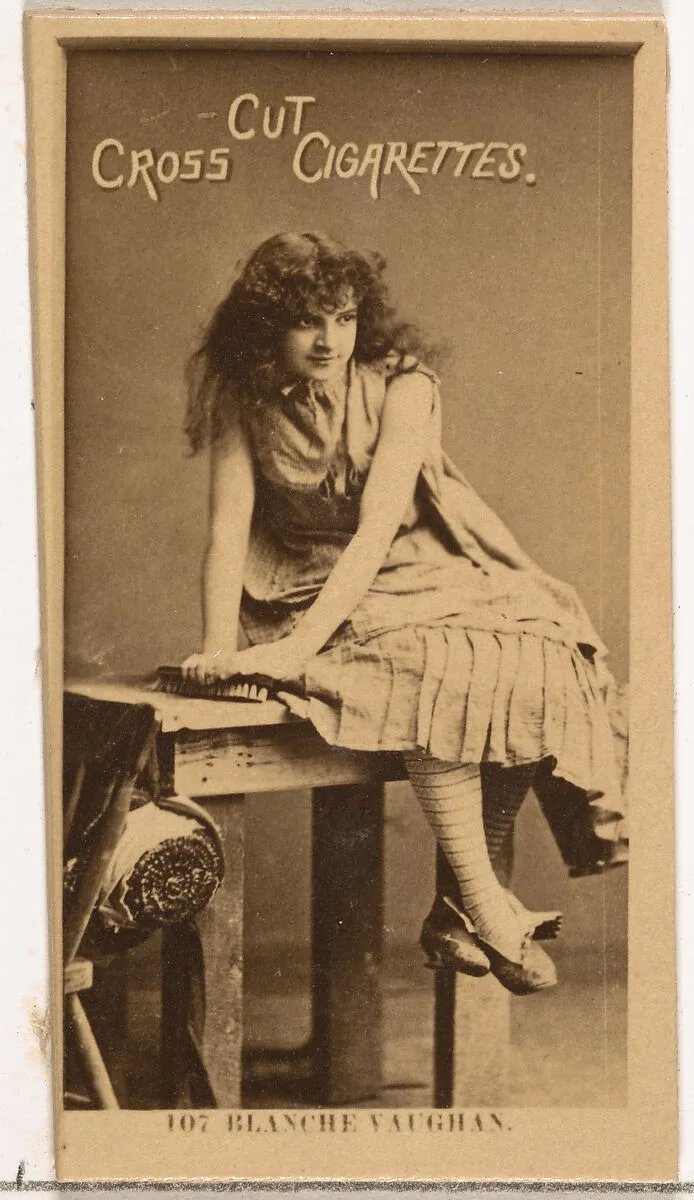 Card Number 107, Blanche Vaughan, from the Actors and Actresses series (N145-2) issued by Duke Sons & Co. to promote Cross Cut Cigarettes — W. Duke, Sons & Co.