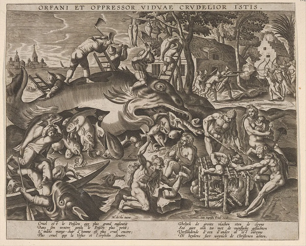 Big Fishes Eat Small Ones — Maerten de Vos|Anonymous, Netherlandish, late 16th century|Johannes Baptista Vrints