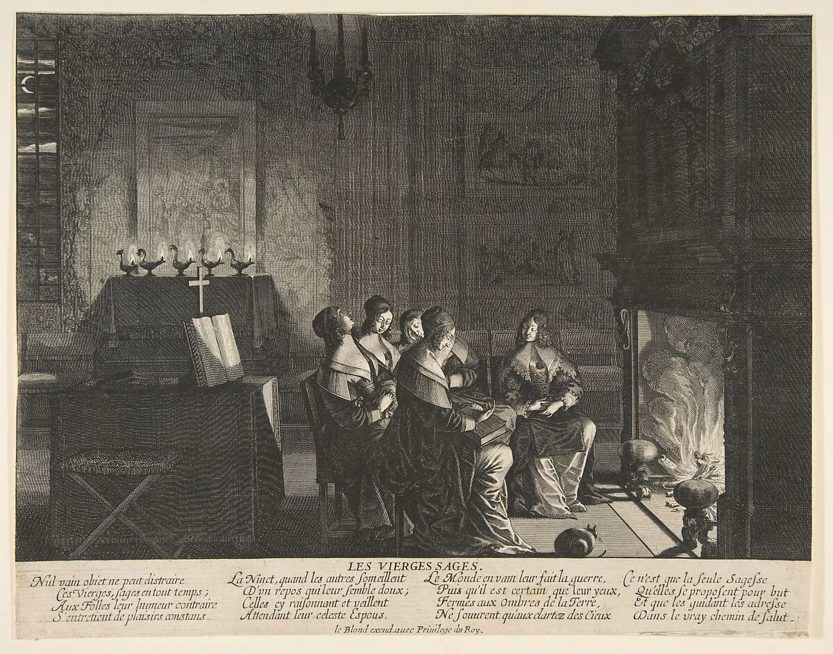 The Wise Virgins Resting Whilst Awaiting the Arrival of The Husband — Abraham Bosse|Jean I Leblond