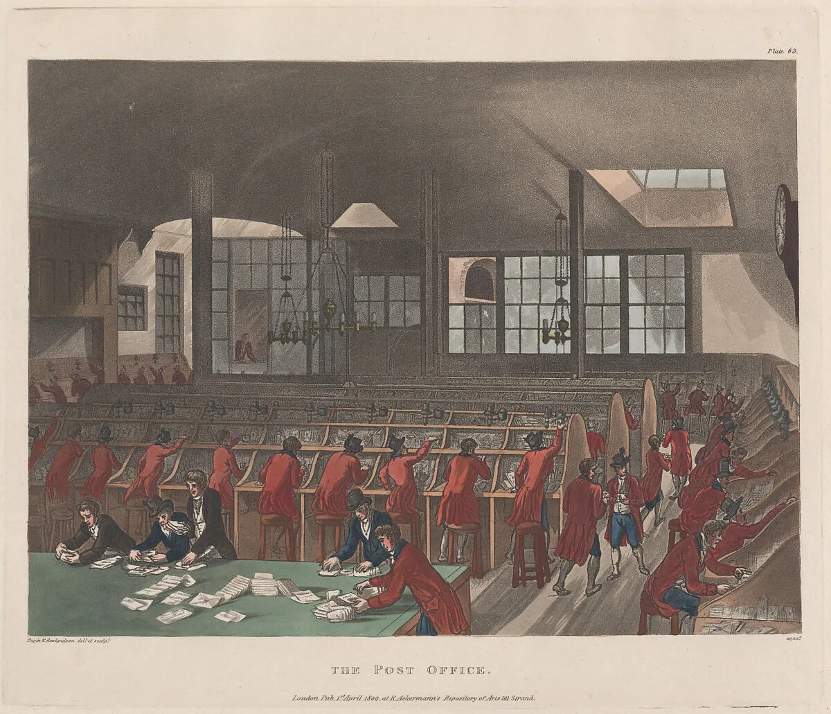 The Post Office — Auguste Charles Pugin|Thomas Rowlandson|Rudolph Ackermann, London