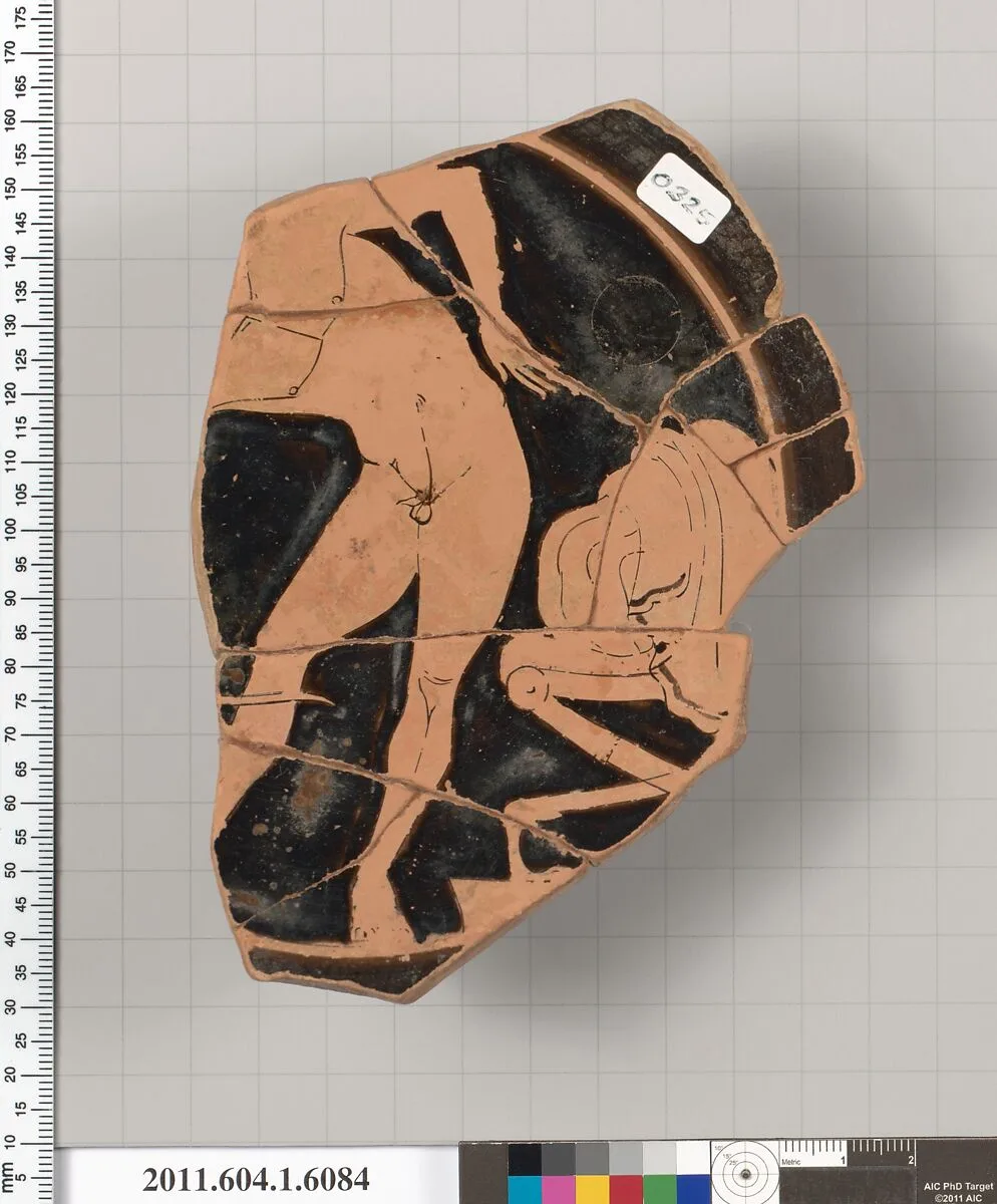 Terracotta fragment of a kylix (drinking cup) — Apollodoros